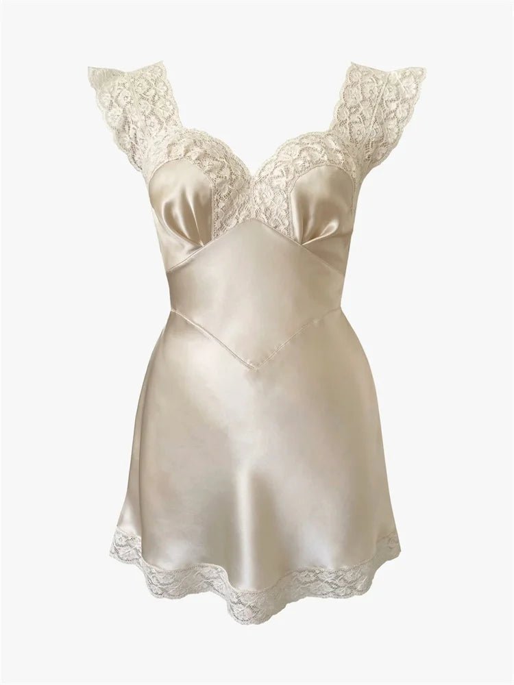 Lyra Satin Mini Dress with Lace Detail