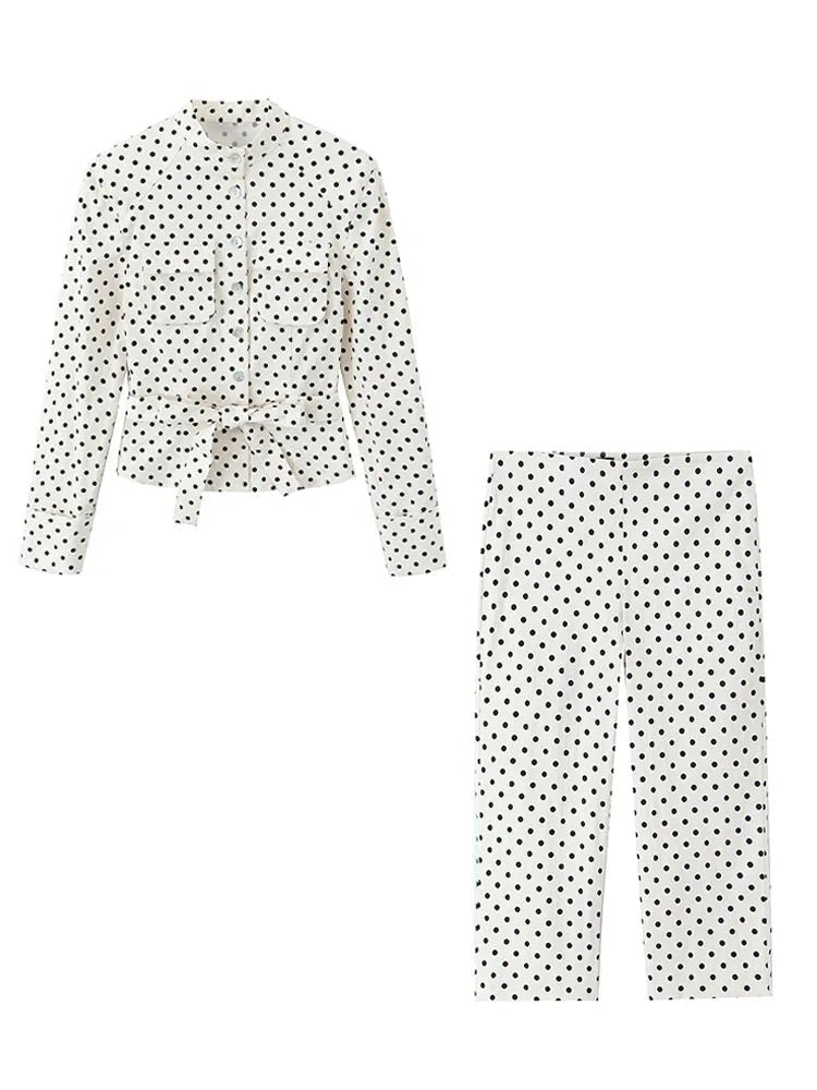 Maelle Polka Dot Two-Piece Suit Set