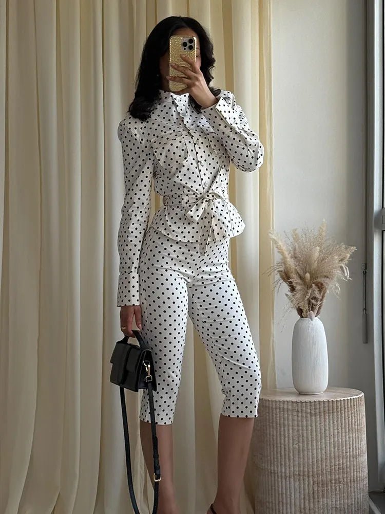 Maelle Polka Dot Two-Piece Suit Set