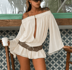 Maialen Off-Shoulder Chiffon Romper
