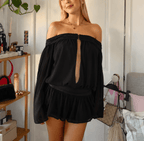 Maialen Off-Shoulder Chiffon Romper