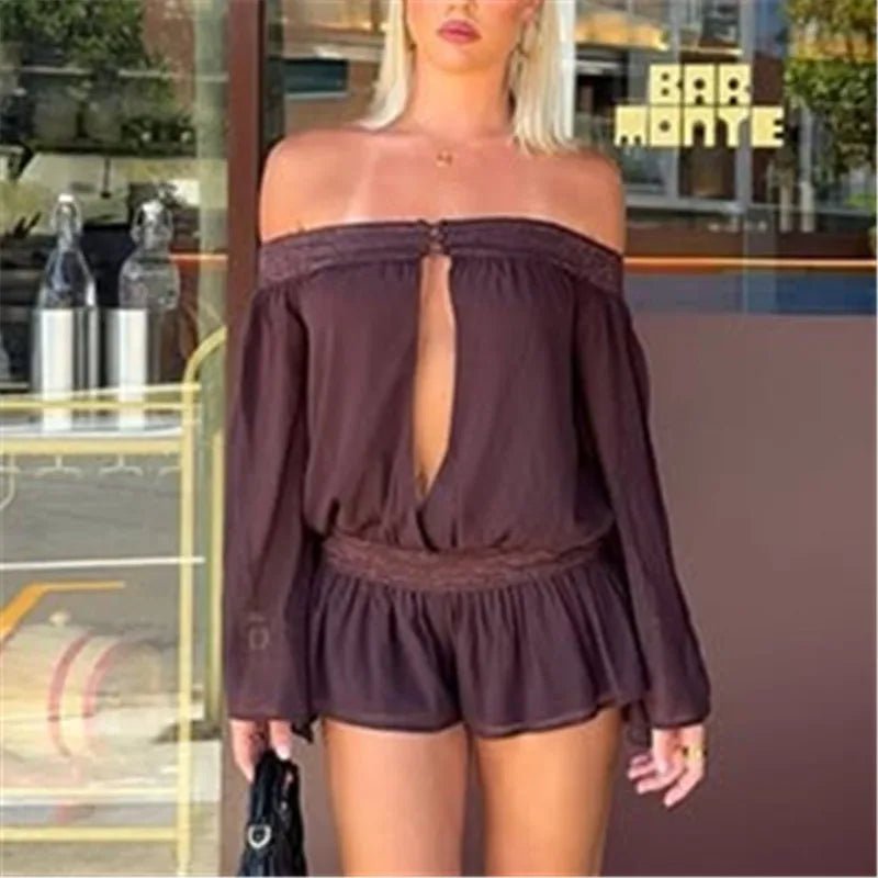 Maialen Off-Shoulder Chiffon Romper