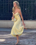 Marcella Backless Satin Midi Dress