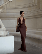 Leah Halter Backless Maxi Dress