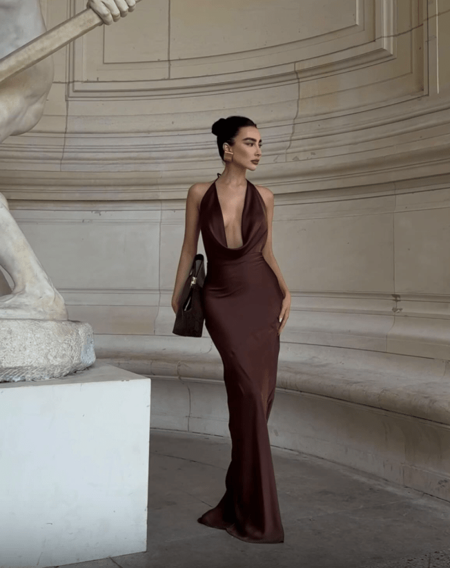 Leah Halter Backless Maxi Dress