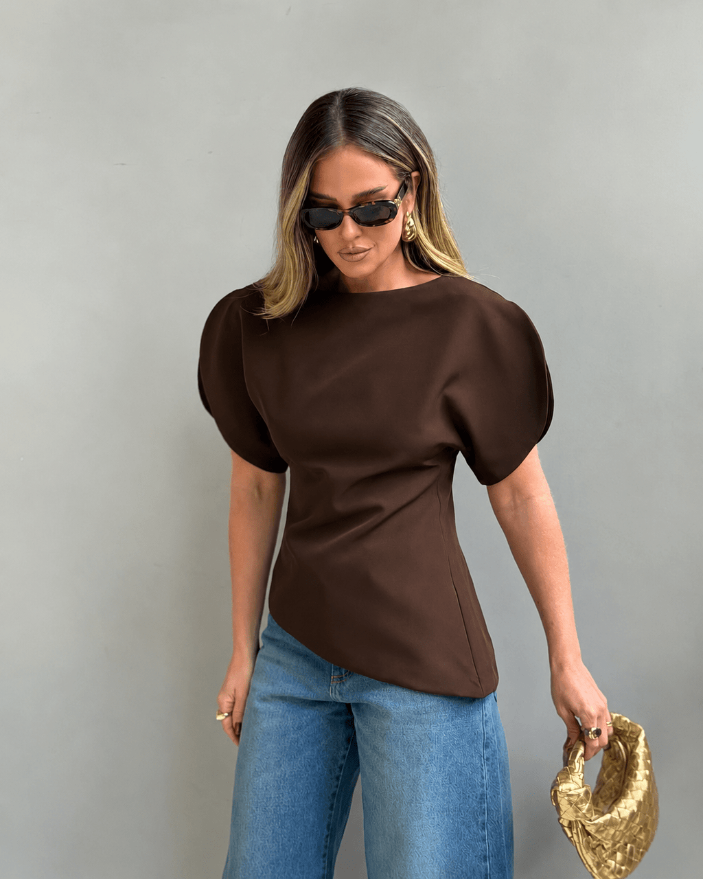 Afra Tricot Balloon Sleeve Top