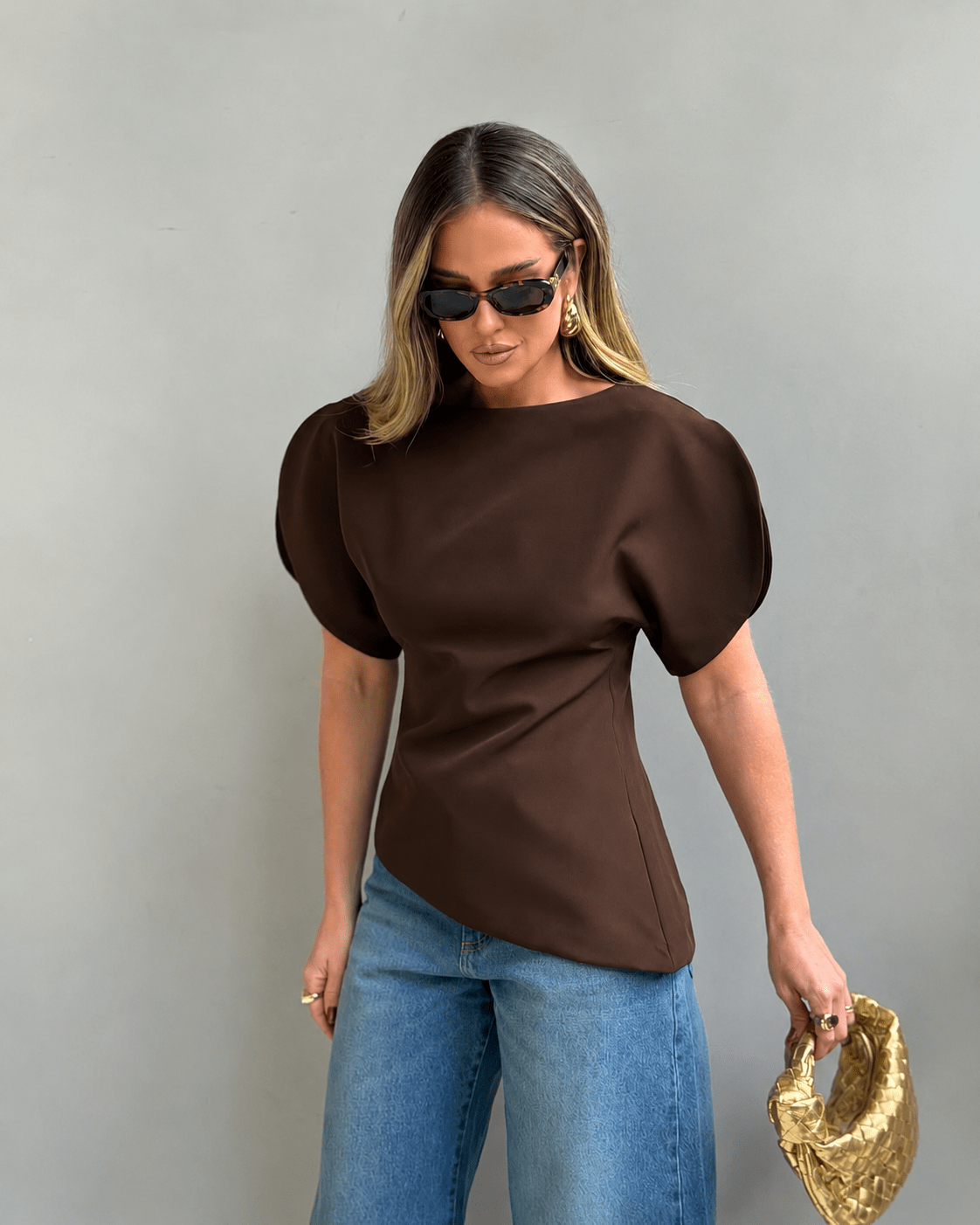 Afra Tricot Balloon Sleeve Top