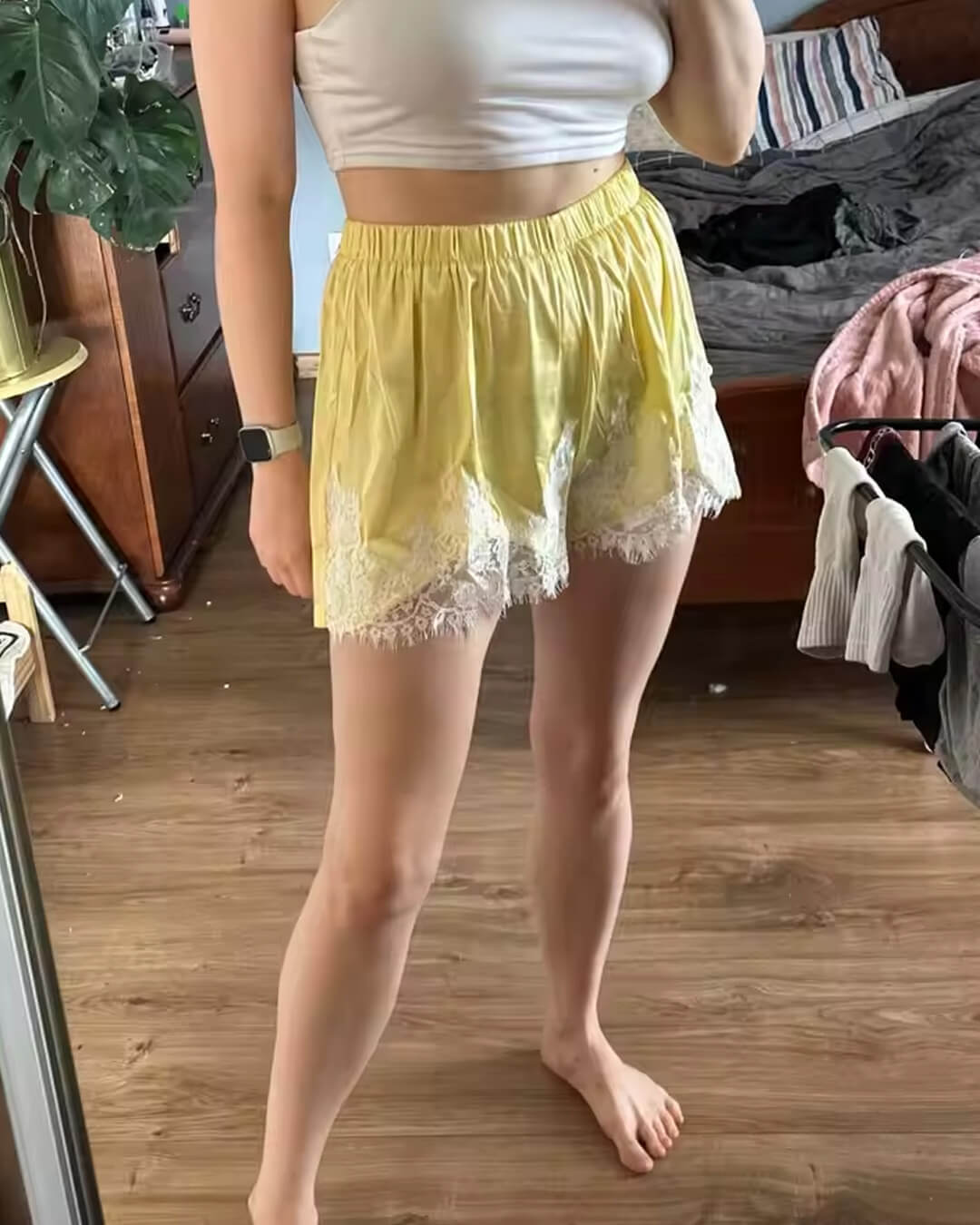 Maridot Lace Patchwork Satin Shorts