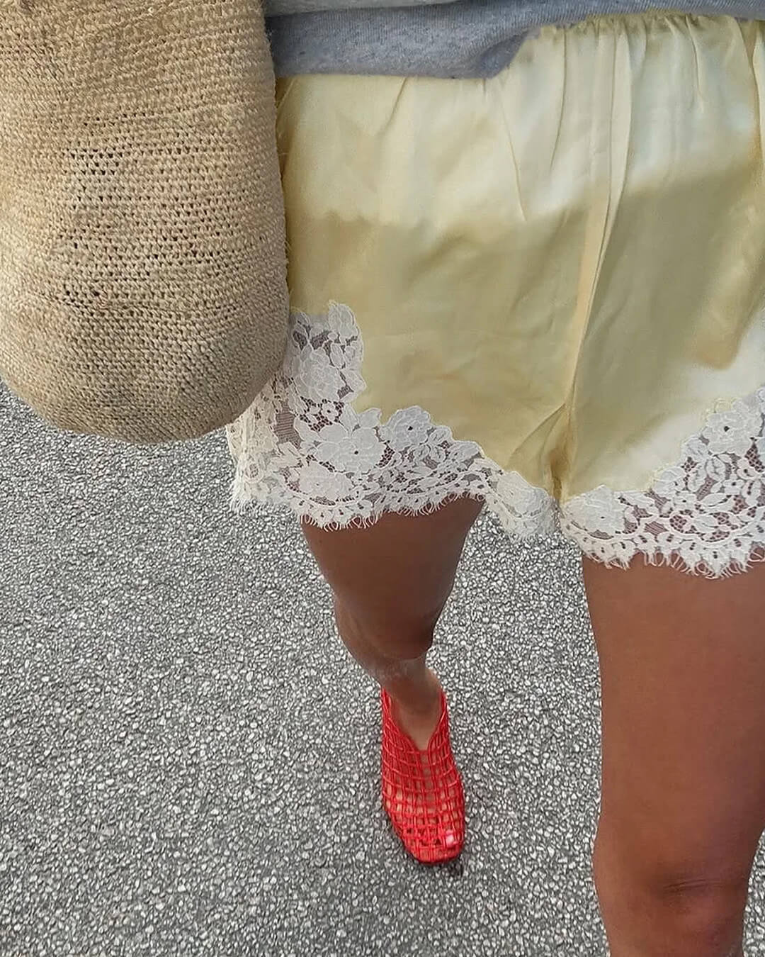 Maridot Lace Patchwork Satin Shorts