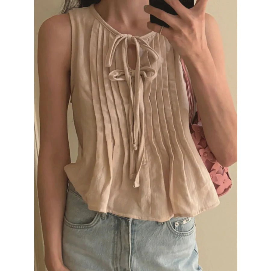 Marigold Ruffle Hem Tie-Front Top