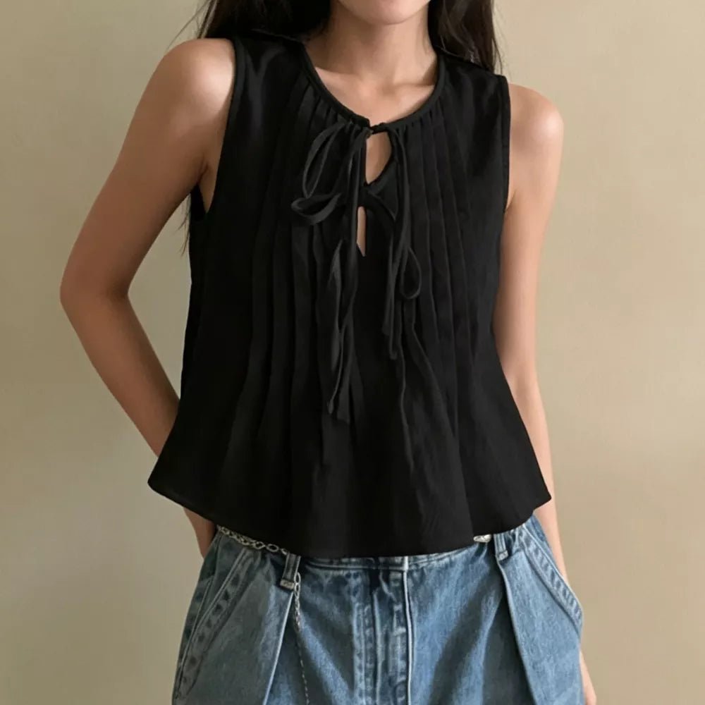 Marigold Ruffle Hem Tie-Front Top