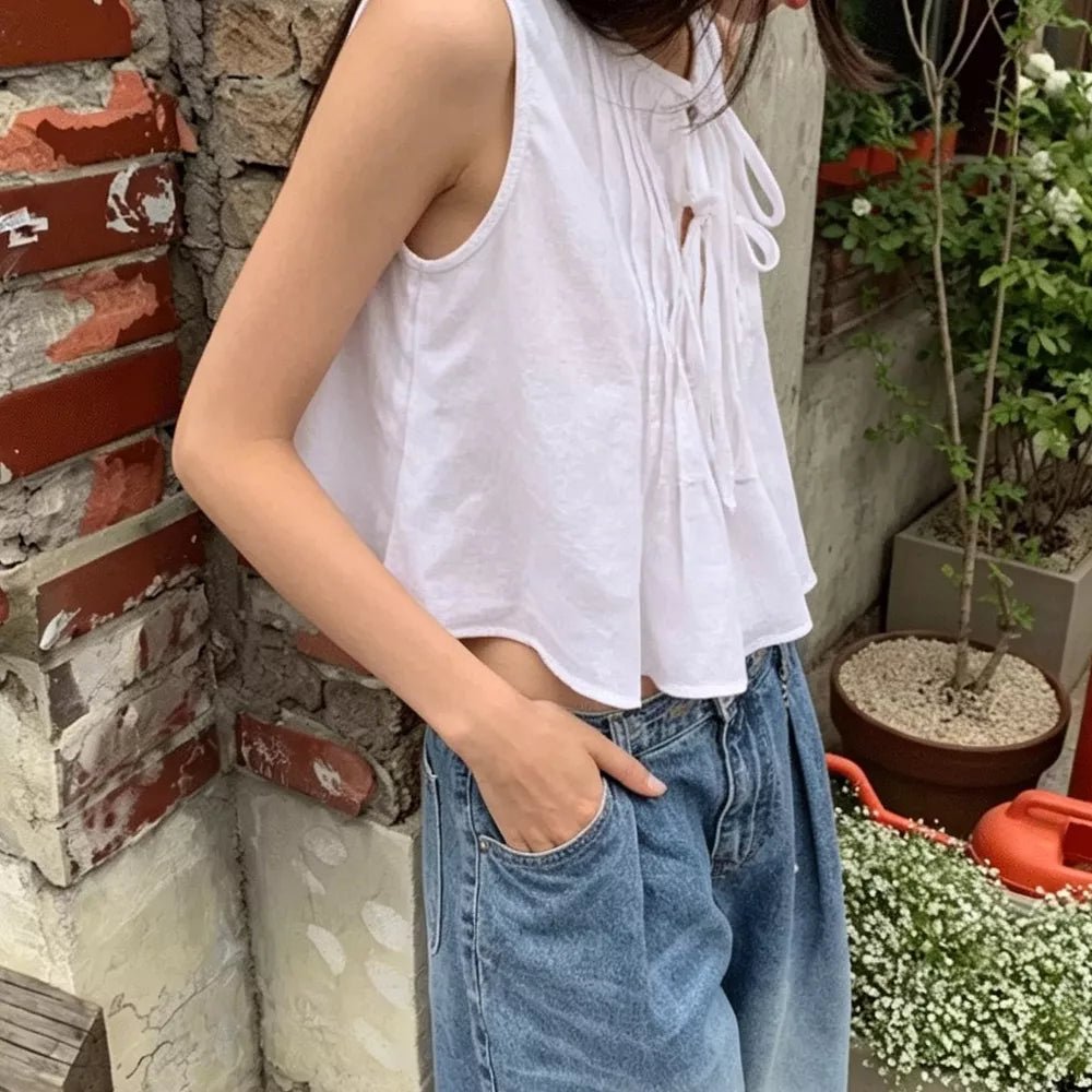 Marigold Ruffle Hem Tie-Front Top