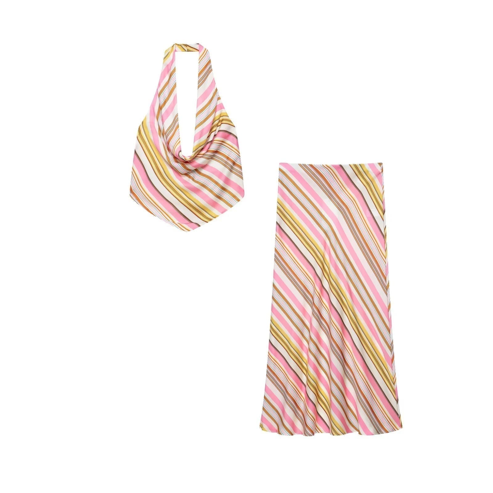 Marlowe Bohemian Striped Satin Two-Piece Set