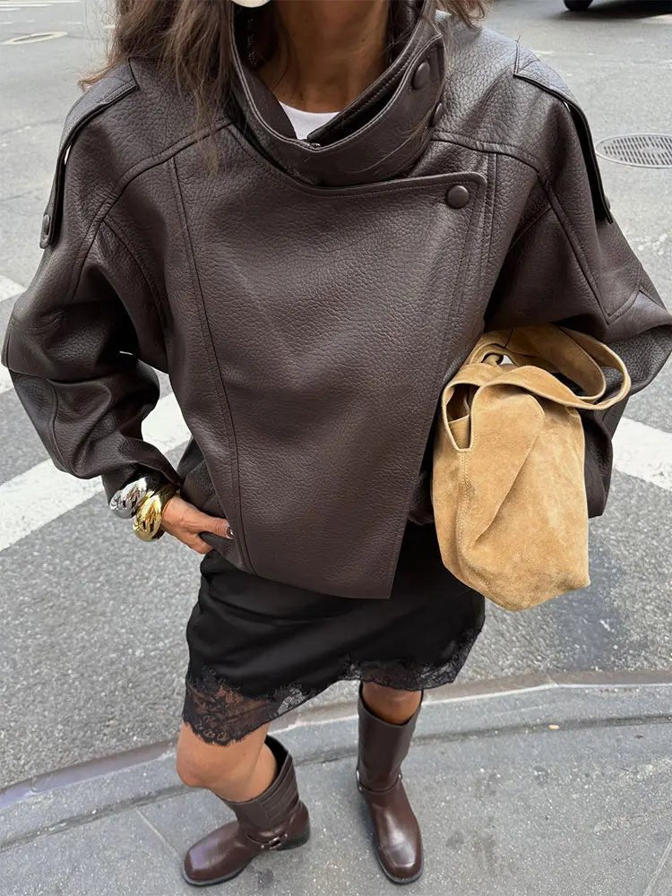 Marnie Black Vegan Leather Moto Jacket