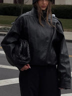 Marnie Black Vegan Leather Moto Jacket