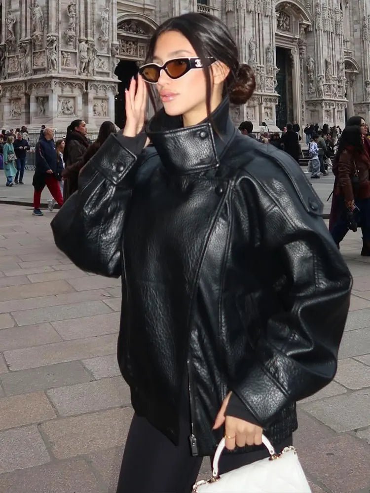 Marnie Black Vegan Leather Moto Jacket