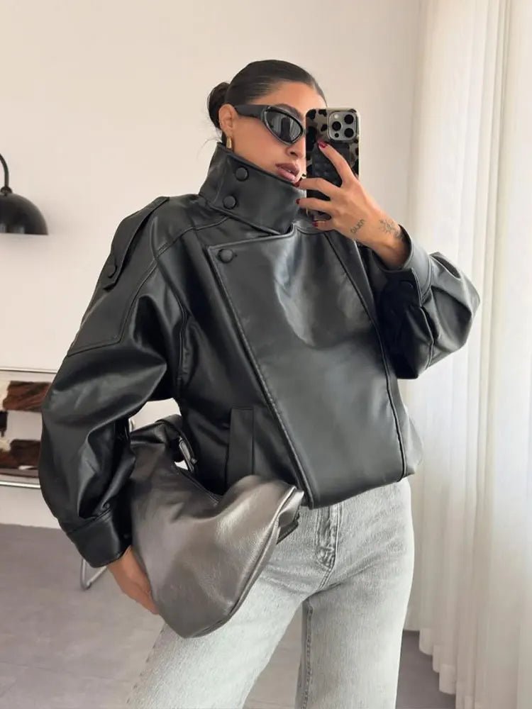 Marnie Black Vegan Leather Moto Jacket
