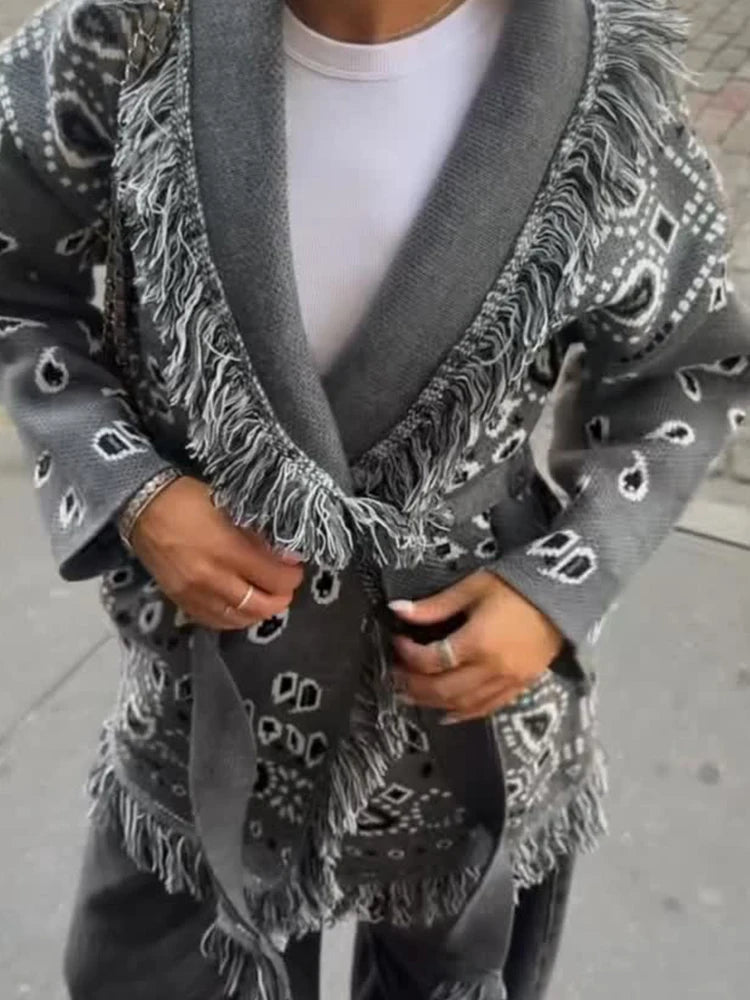 Martha Lace Up Tasseled Cardigan