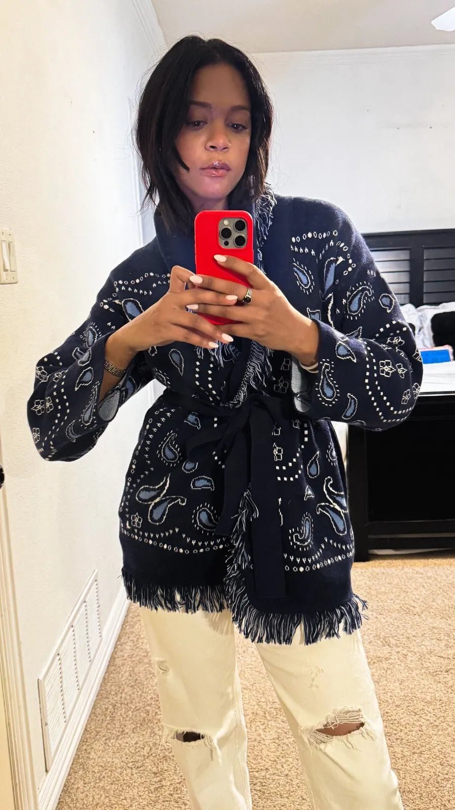 Martha Lace Up Tasseled Cardigan