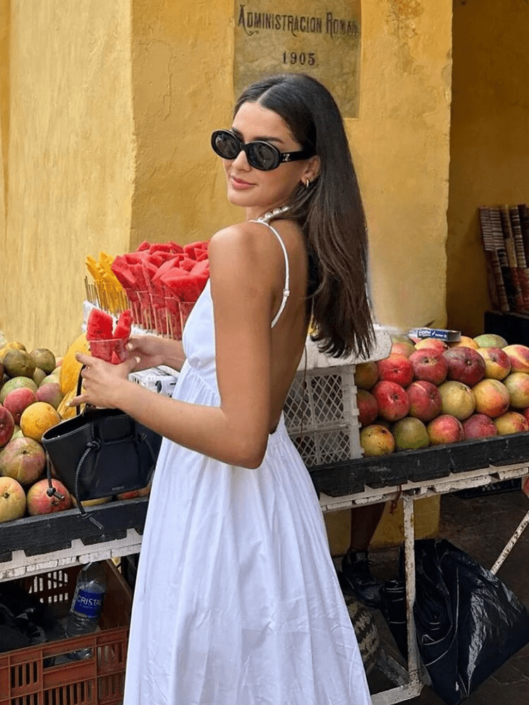 Maura Deep V-Neck Open Back Maxi Dress