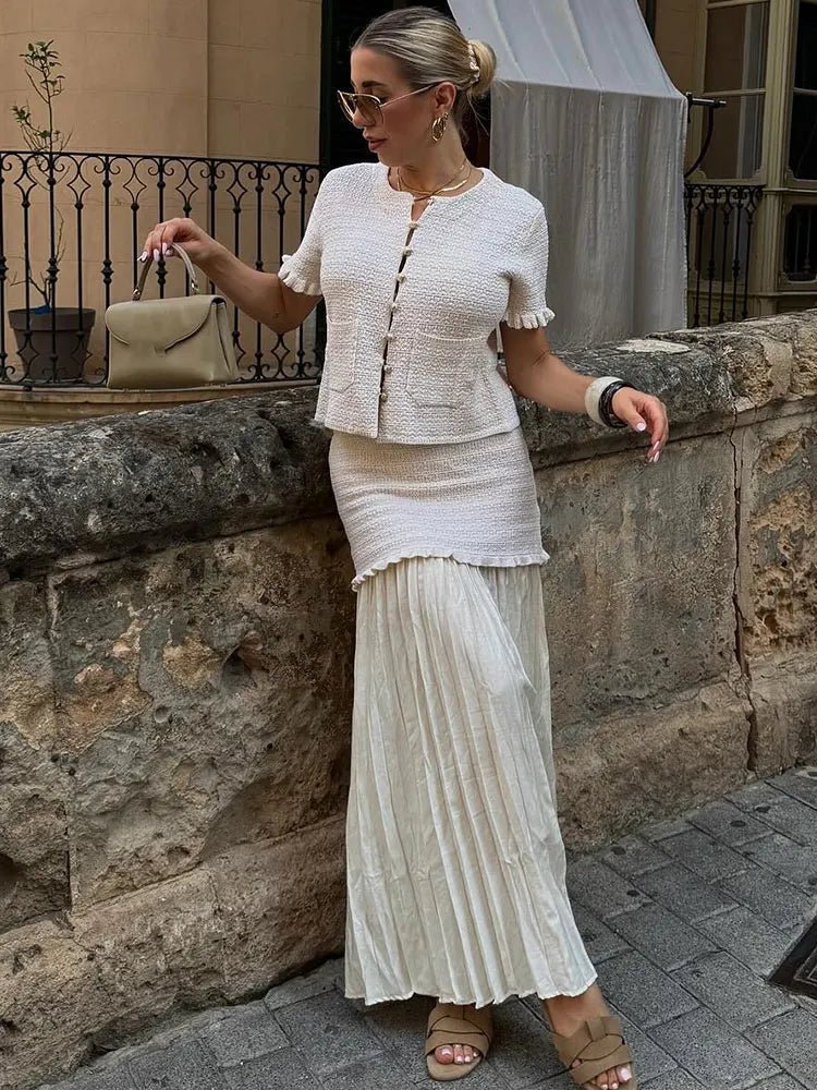 Maxine Knitted Tank Pleated Skirt Set