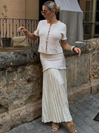Maxine Knitted Tank Pleated Skirt Set