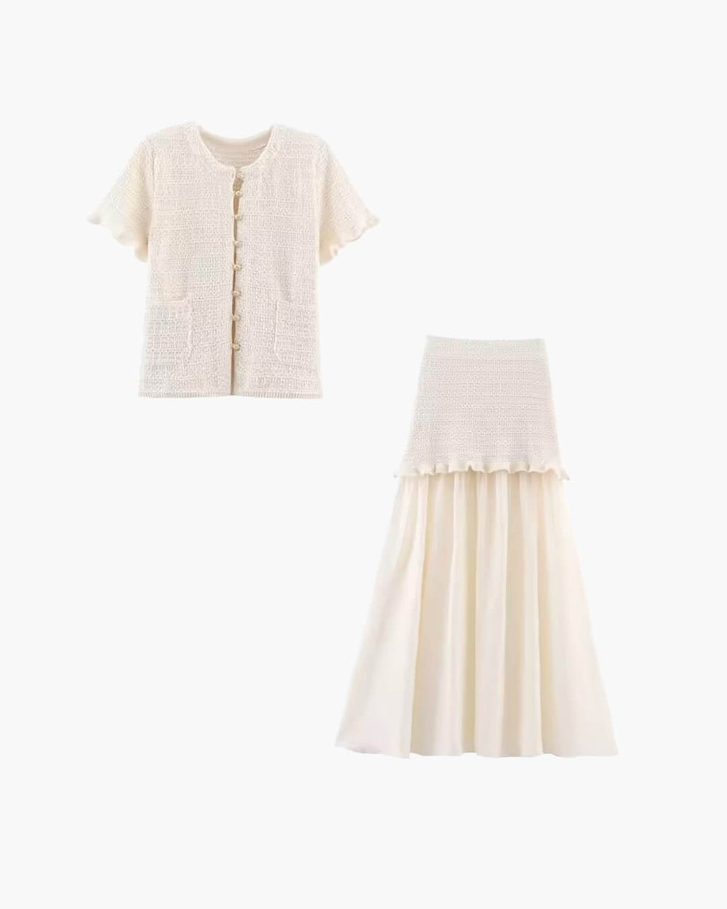Maxine Knitted Tank Pleated Skirt Set