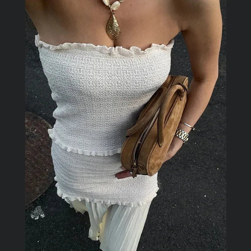 Maxine Knitted Tank Pleated Skirt Set
