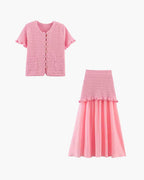 Maxine Knitted Tank Pleated Skirt Set