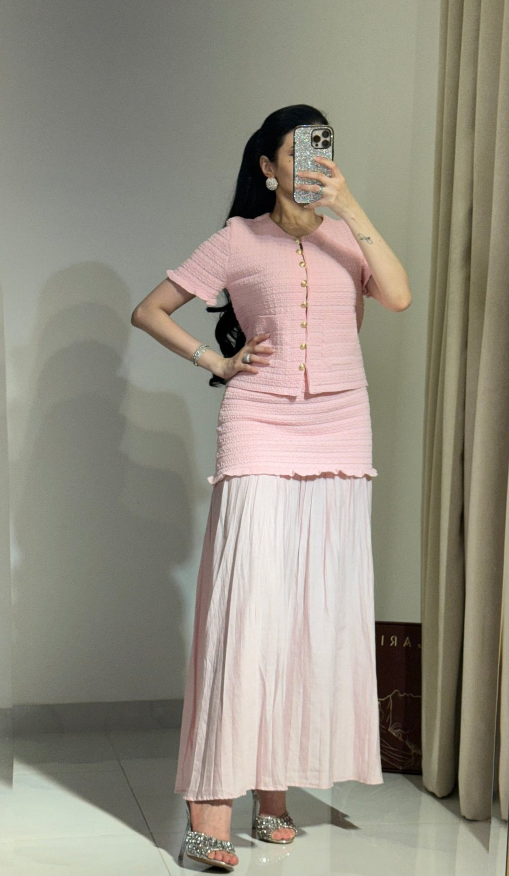Maxine Knitted Tank Pleated Skirt Set
