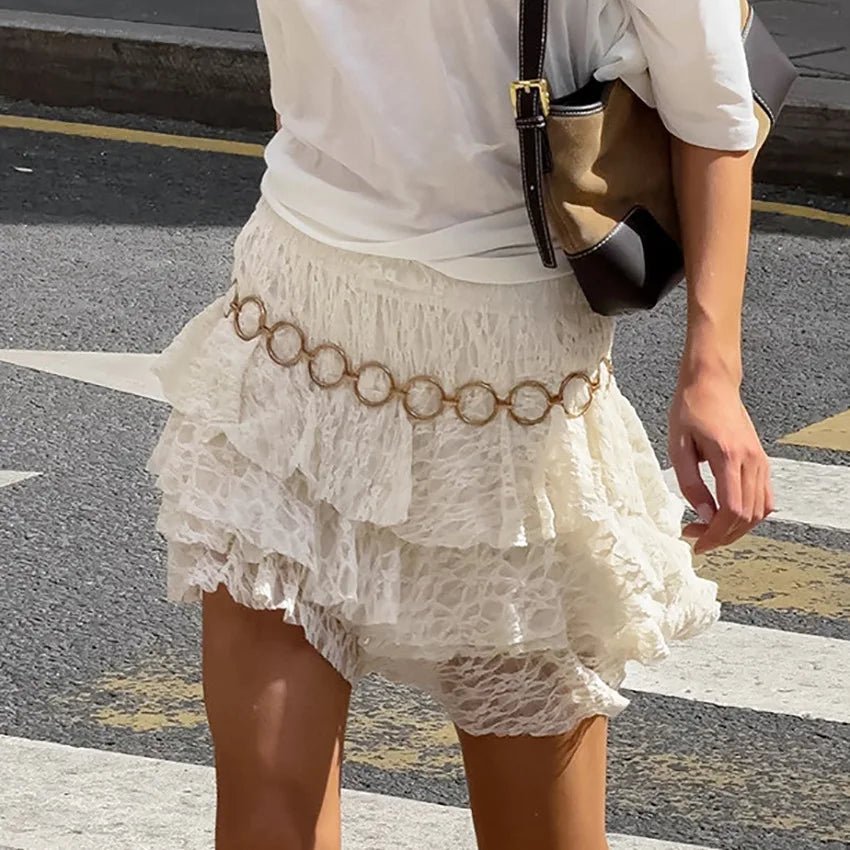 Mildred Tiered Lace Mini Skirt