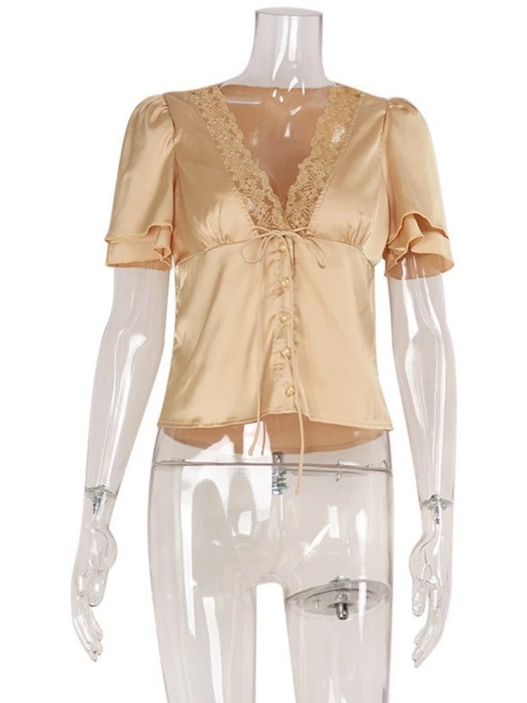 Mira Satin Lace Blouse