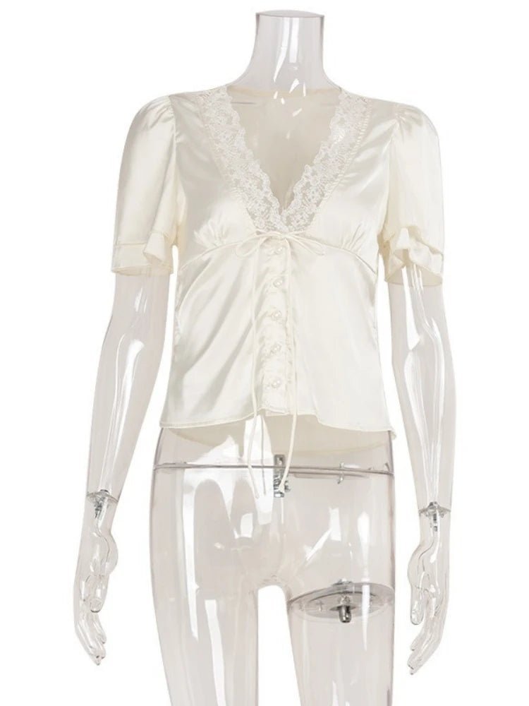 Mira Satin Lace Blouse