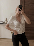 Mira Satin Lace Blouse
