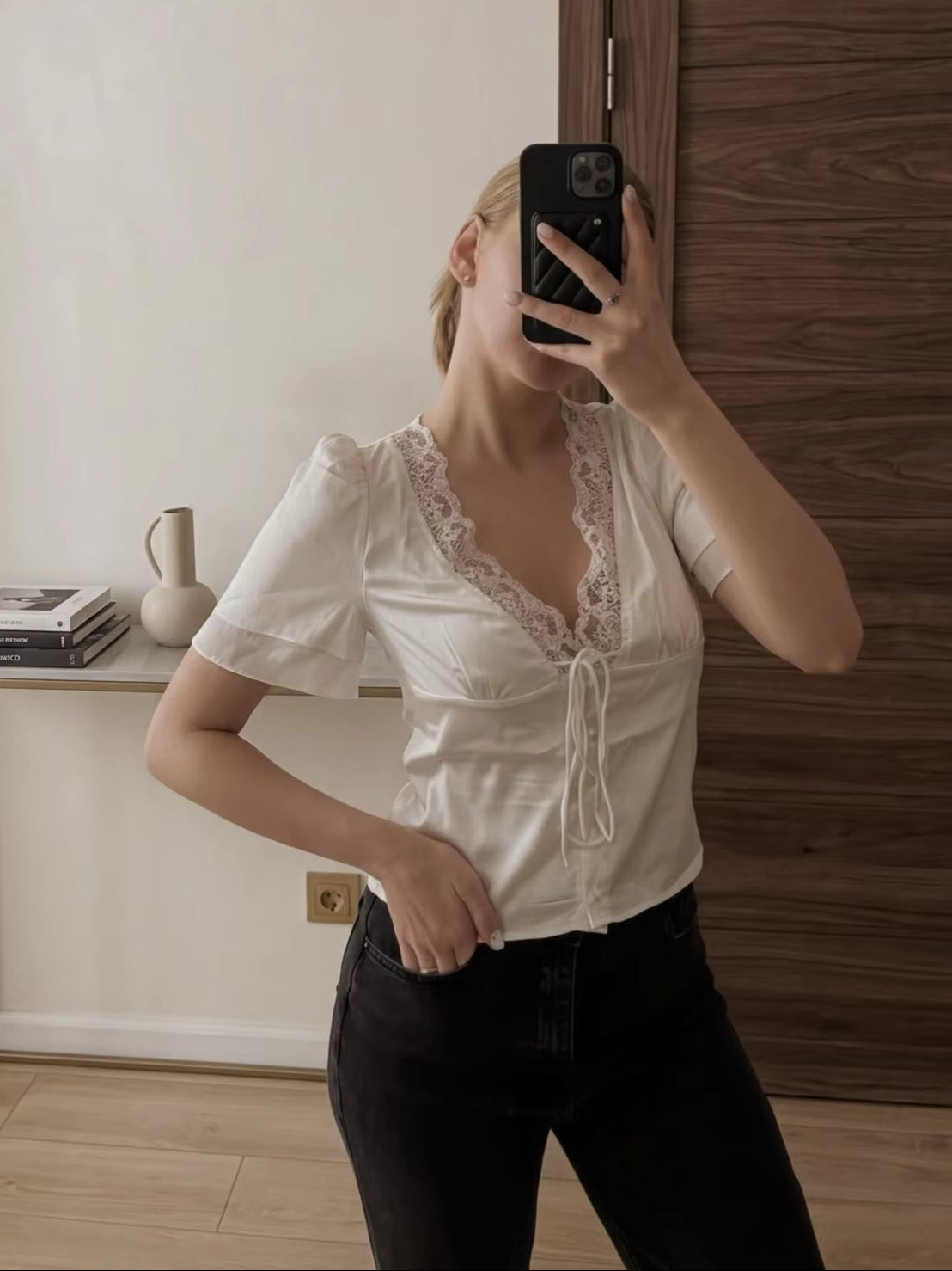 Mira Satin Lace Blouse