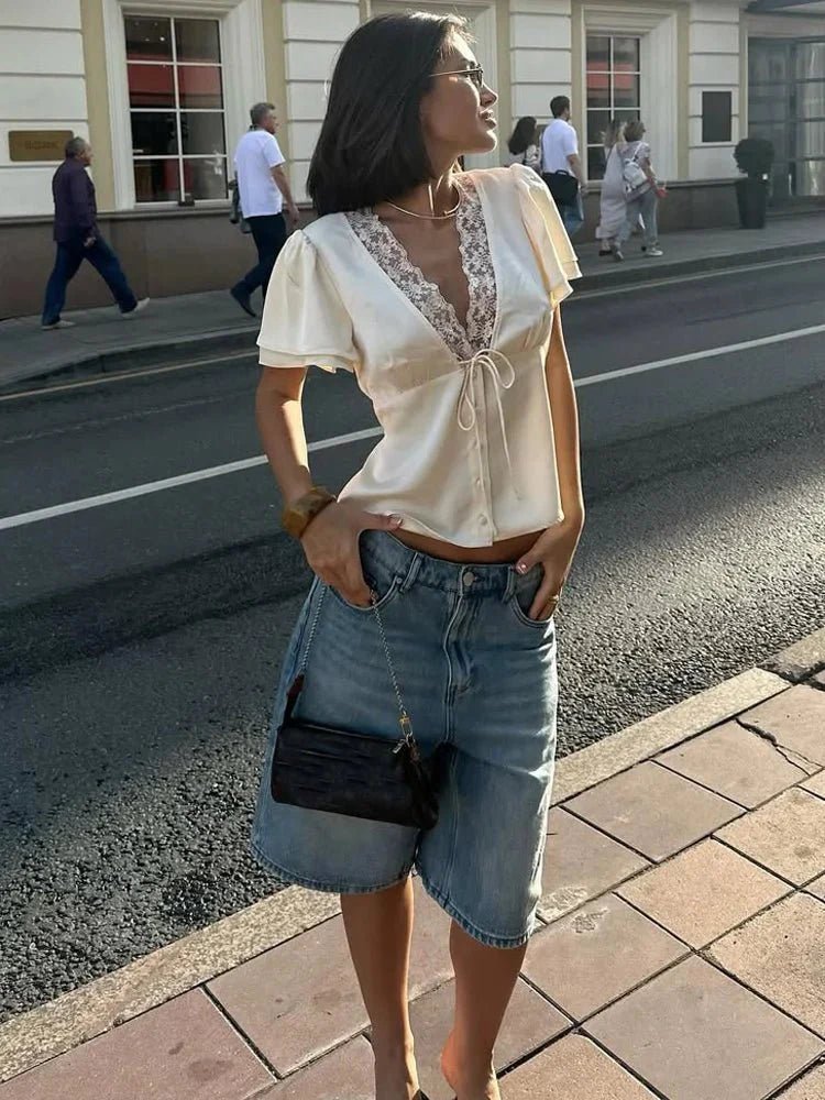 Mira Satin Lace Blouse