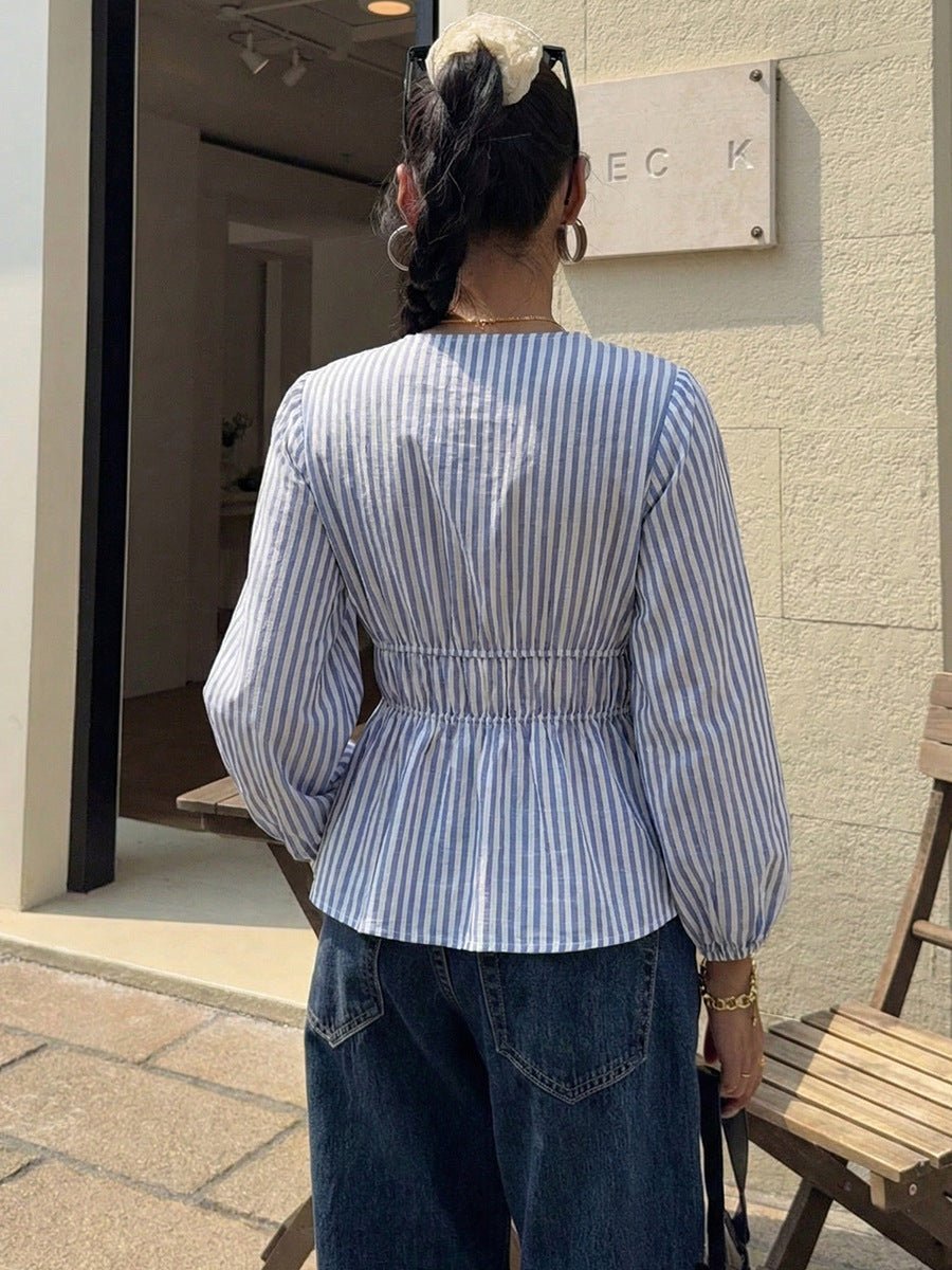 Mireille Striped Tie-Front Blouse