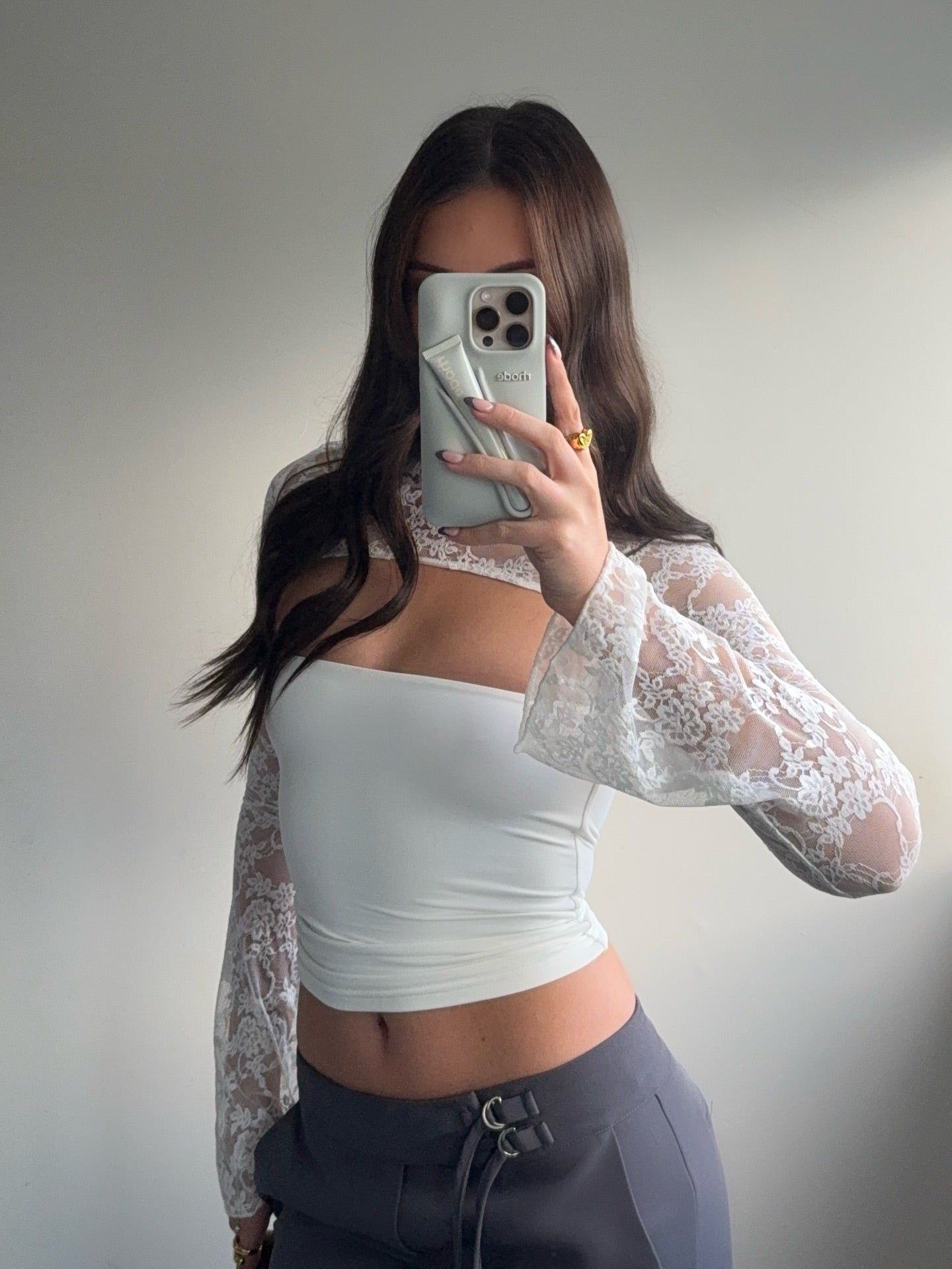 Myrna Lace Patchwork Long Sleeve Top