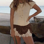 Agata Polka Dot Lace Trim Shorts