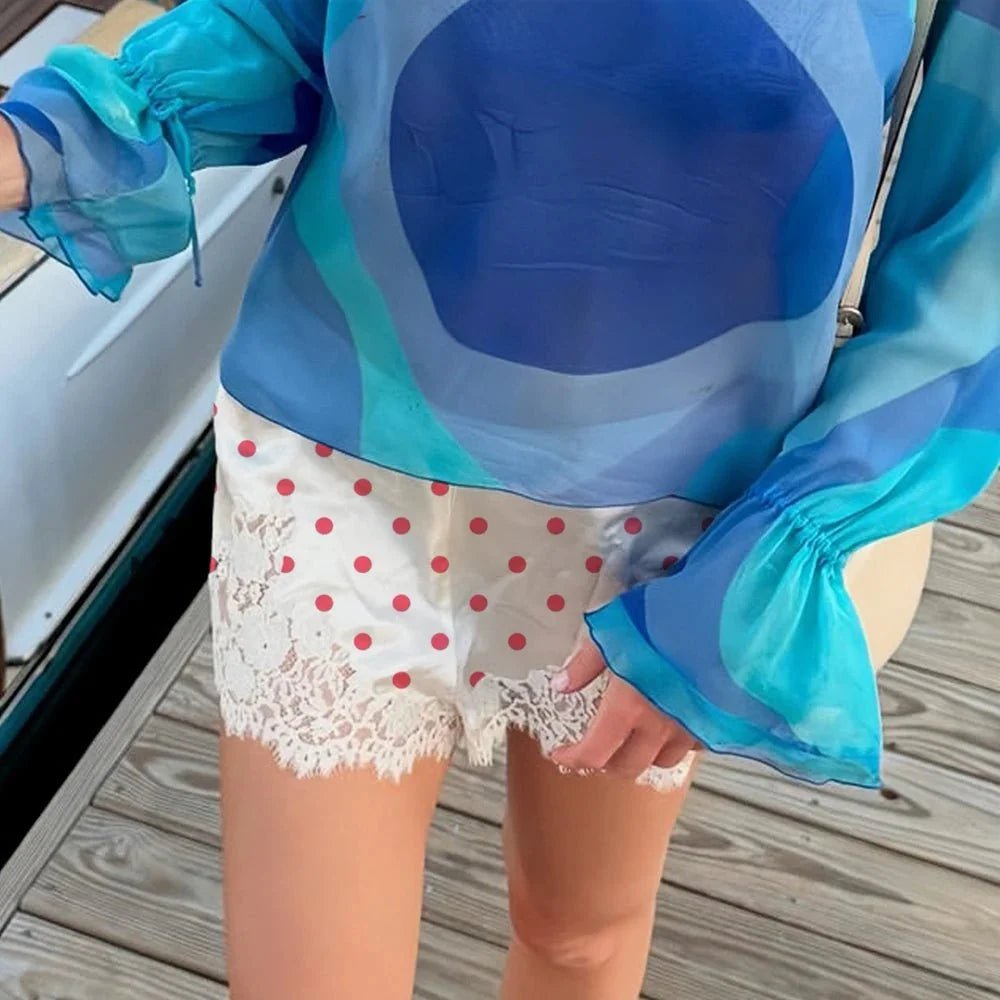 Agata Polka Dot Lace Trim Shorts