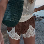 Agata Polka Dot Lace Trim Shorts