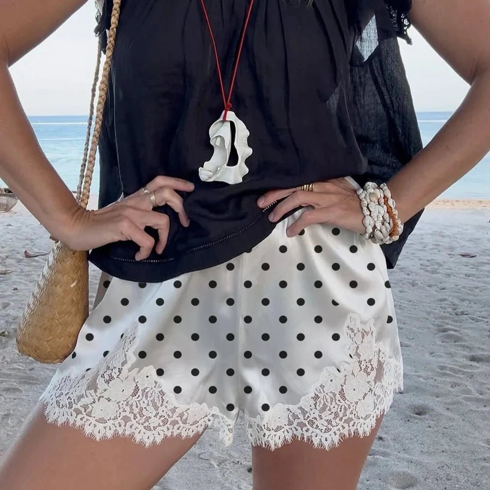 Agata Polka Dot Lace Trim Shorts