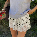Agata Polka Dot Lace Trim Shorts