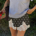 Agata Polka Dot Lace Trim Shorts
