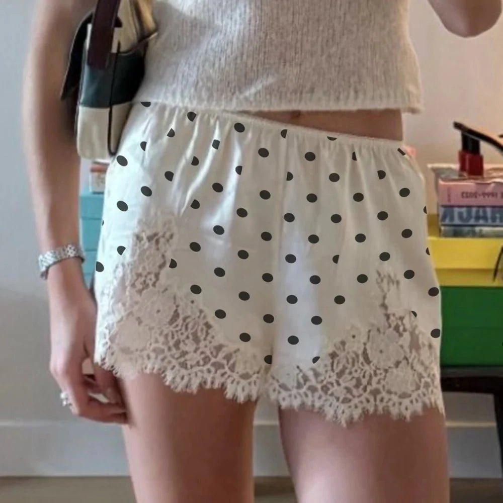 Agata Polka Dot Lace Trim Shorts