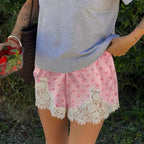 Agata Polka Dot Lace Trim Shorts