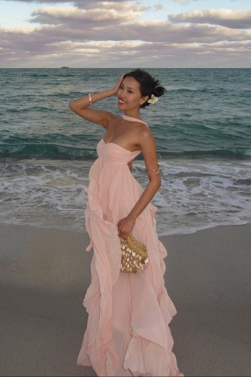 Nela Strapless Ruffled Maxi Dress