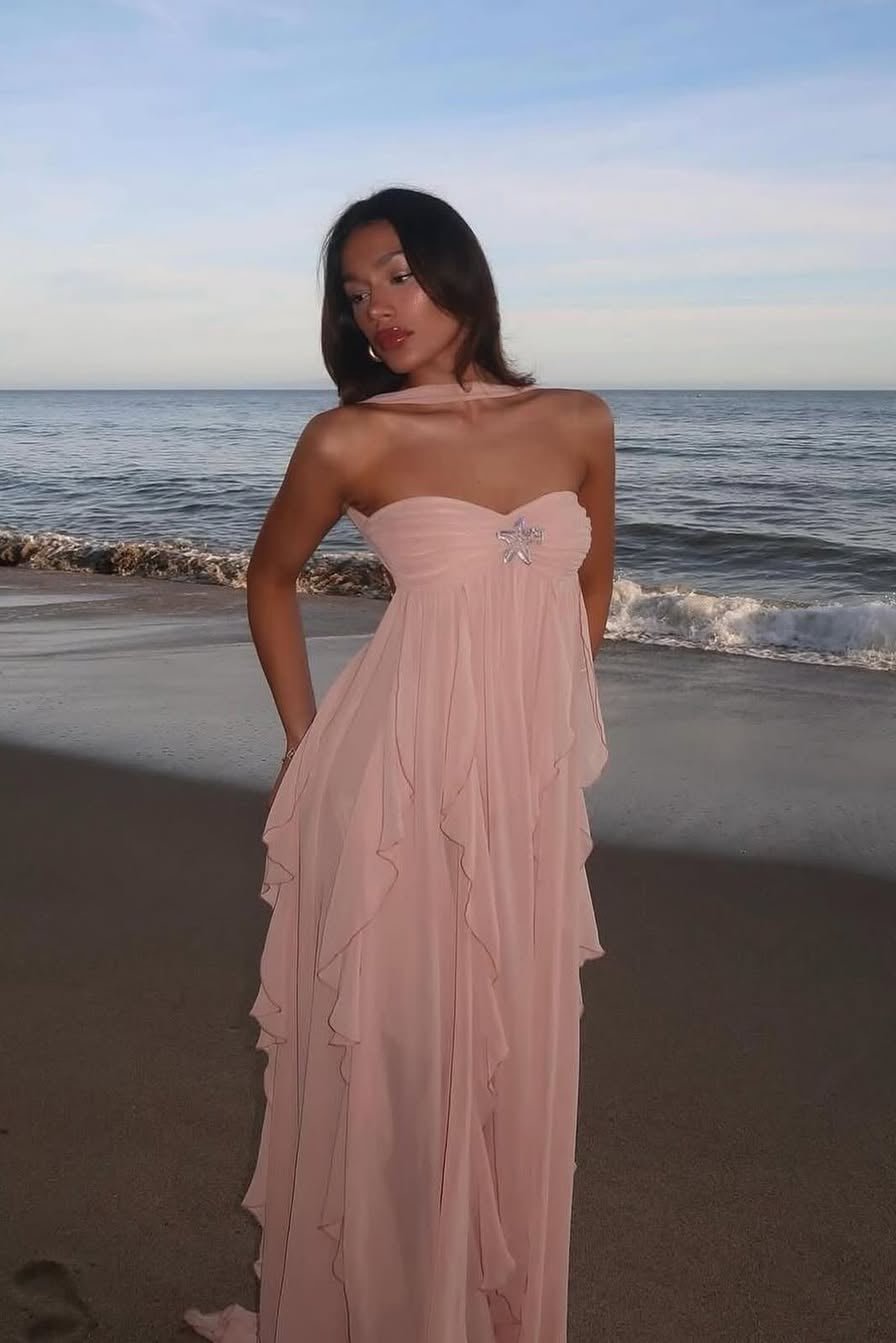 Nela Strapless Ruffled Maxi Dress
