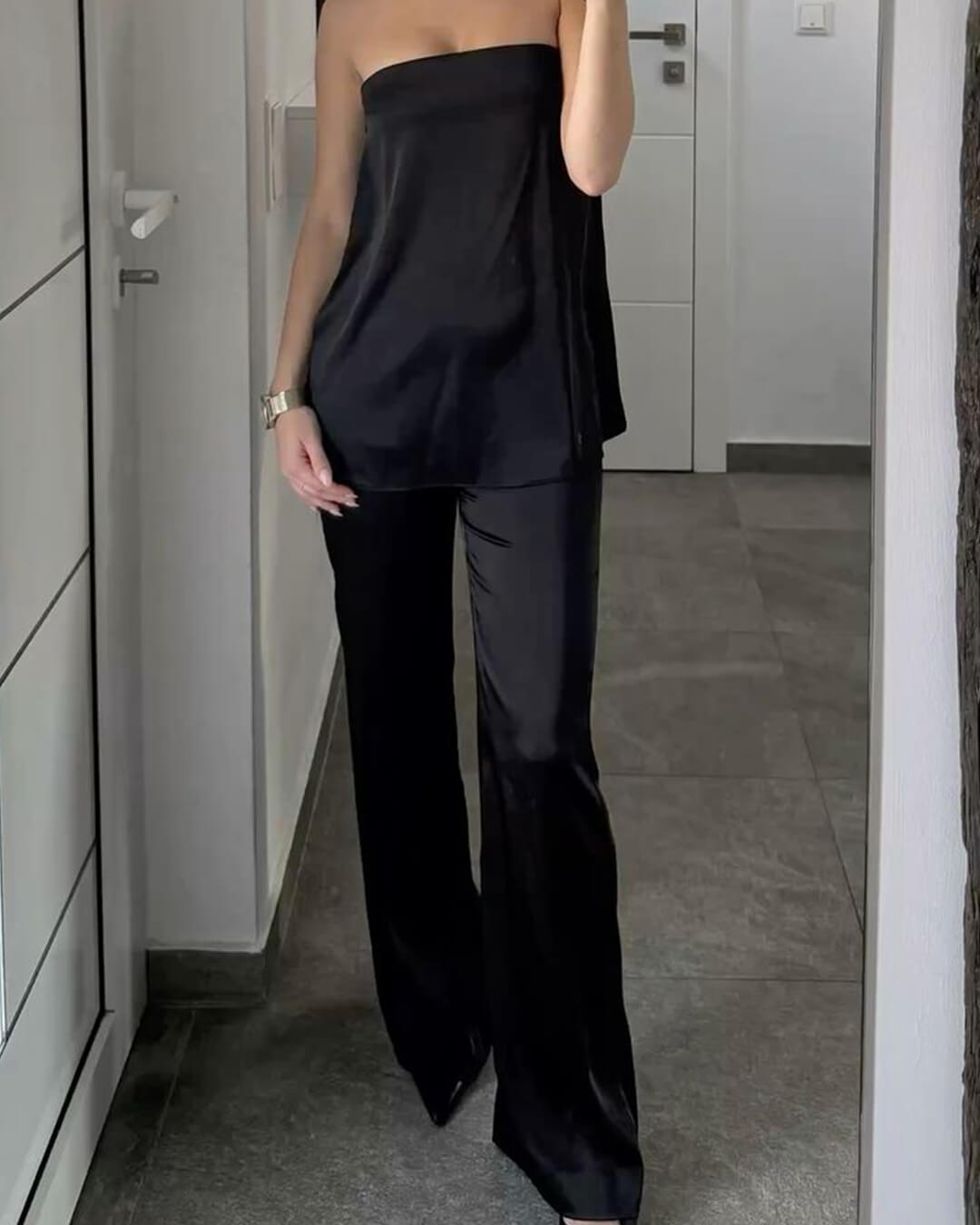Nenita Wide Leg Satin Trousers
