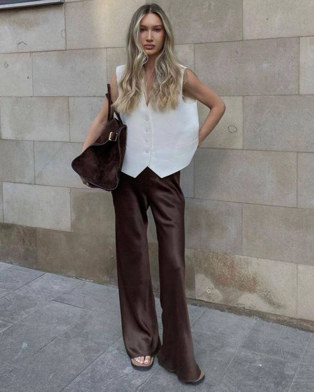 Nenita Wide Leg Satin Trousers